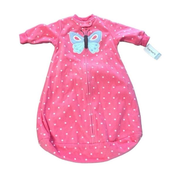 Carters pink polka dots butterfly sleep bag size small baby 0 to 3 months new - Picture 1 of 6